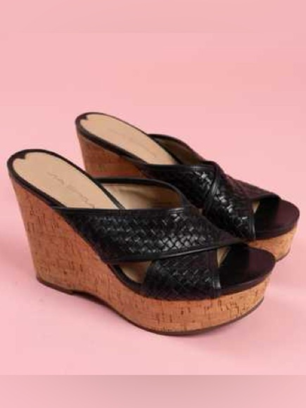 Via Spiga Woven Leather Cork Wedge